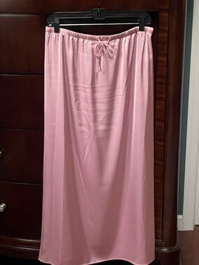 Pink Maxi Skirt with Drawstring Waist